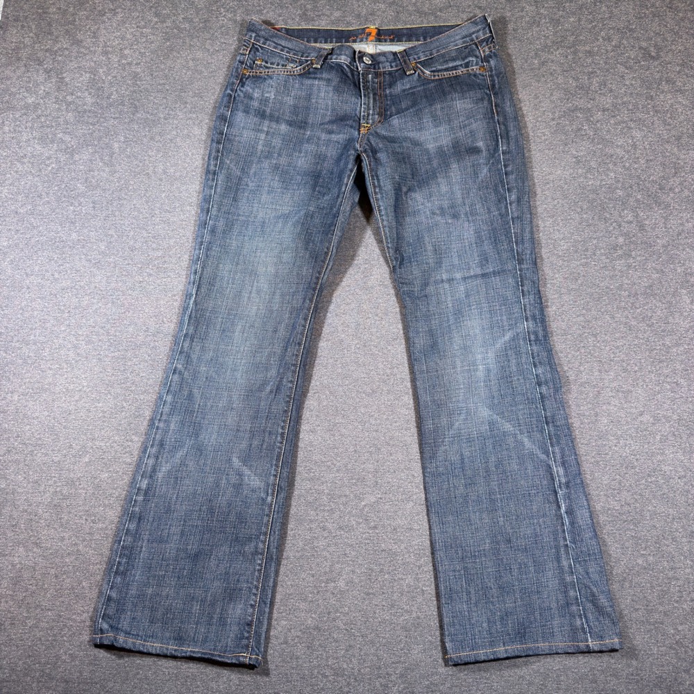7 For All Mankind Bootcut Jeans Women 30 Blue Denim Low Rise Signature Pocket